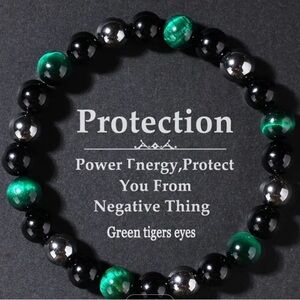 Black and Green Beaded Bracelet